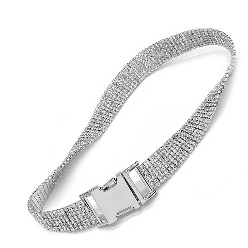 Title 5, Buckle Necklace Wide Flash Rhinestone Clavicle ...