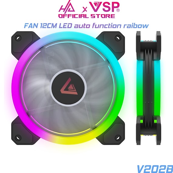 Quạt Tản Nhiệt, Fan Led Rgb Vsp V202B Double Ring Halo - Rainbow Led Light | Fan Case 120Mm - Chính Hãng