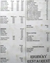 Hotel Highway menu 1