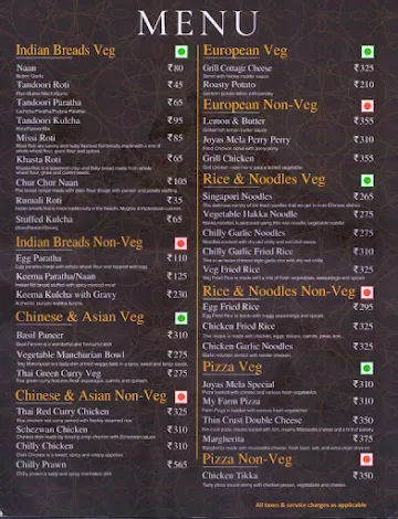 Joyas Mela Family Restaurant menu 