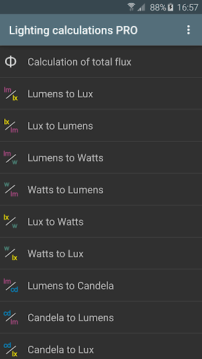 Lighting calculations PROKey