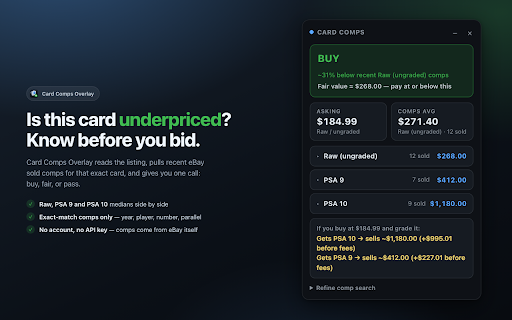 Card Comps Overlay screenshot 1