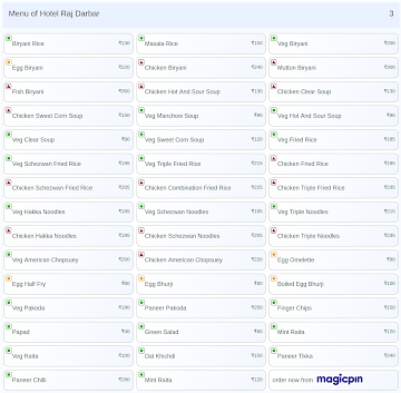 Hotel Raj Darbar menu 