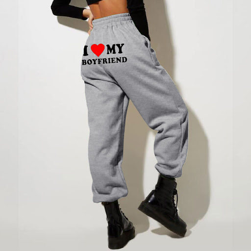 Title 4, "I Love MY BOYFRIEND" Printed Trousers Casual S...