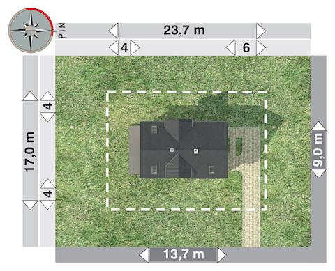 Usytuowanie projektu domu Elf na działce