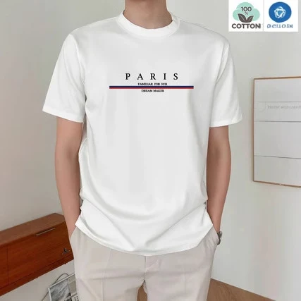 Heavy short-sleeved letter printed men's short-sleeved T-shirt, pure cotton, casual, comfortable for everyday wear and a