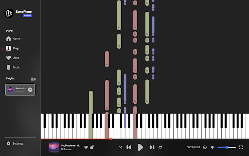 ZumaPiano: Learn Piano for free with AI using MIDI or Piano Audio