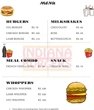 Indiana Burgers menu 1