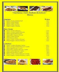 Sarfaraz Sufi Sultan Kitchen menu 1