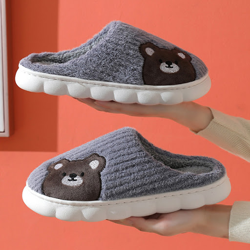 Title 5, Cute Rabbit Striped Slippers for Women Thick So...