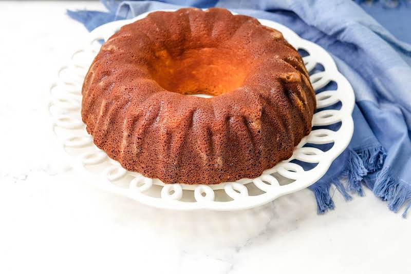 Cream Cheese Pound Cake Ready To Be Sliced.