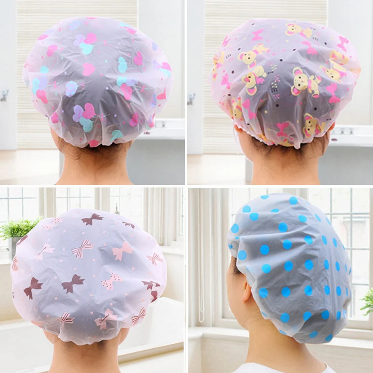 Waterproof shower cap keeps your hair dry in the shower or bath. Comfortable, reusable, and easy to use, protecting your