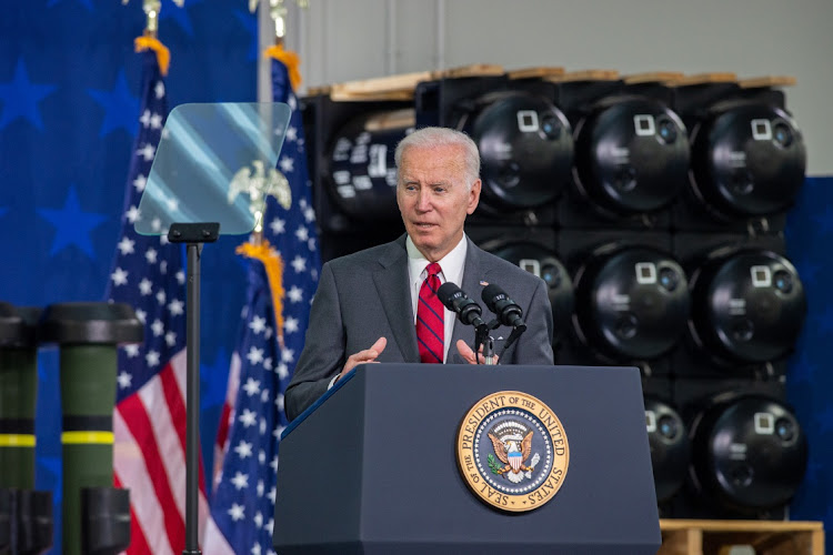 US President Joe Biden speaks at the Lockheed Martin facility in Troy, Alabama, US, on Tuesday, May 3, 2022.