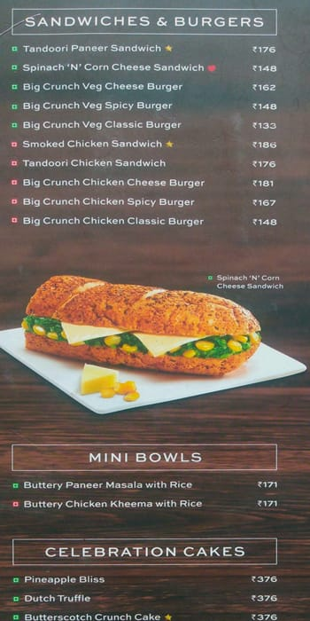 Cafe Coffee Day menu 