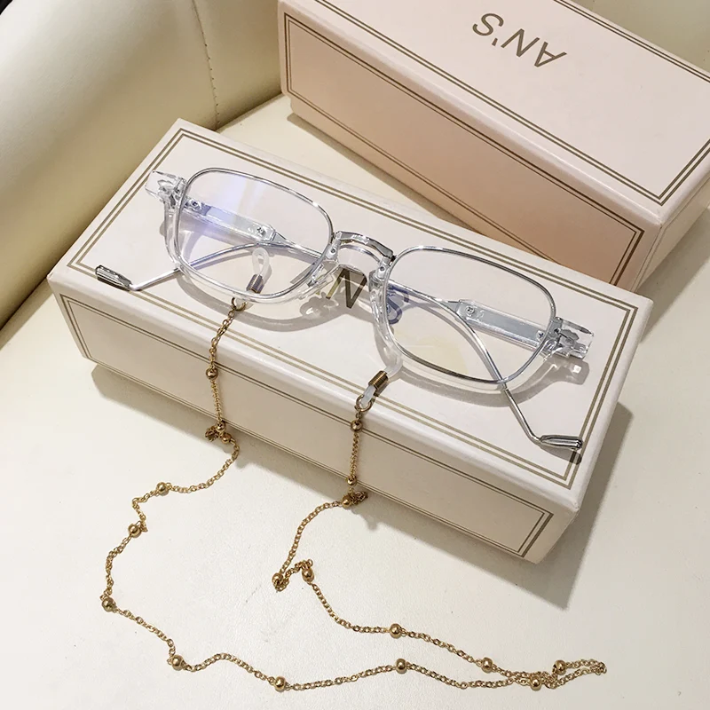 Persoonlijkheidszonnebril met half montuur Trendfoto concave vorm met ketting