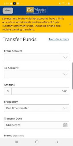 Screenshot CalPrivate Bank