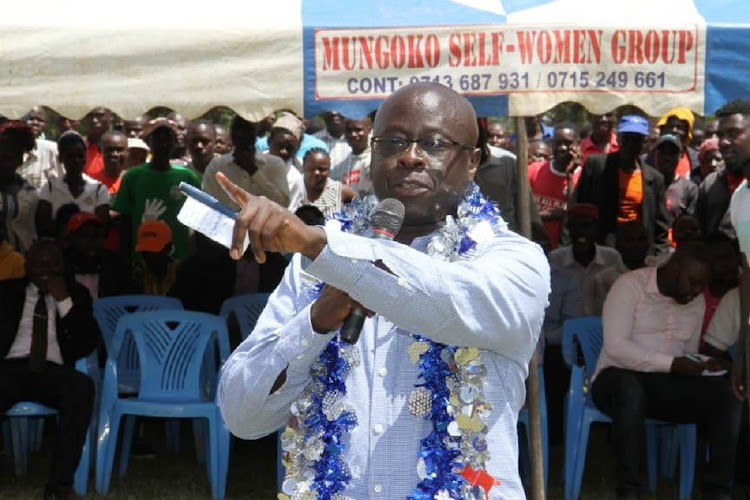 Khwisero MP Christopher Aseka addresses members of Mungoko self-help women group on Friday