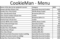Cookie Man menu 1