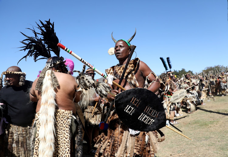 King Misuzulu kaZwelithini Zulu entering the kraal at KwaKhangelamankengane Royal Palace in KwaNongoma.