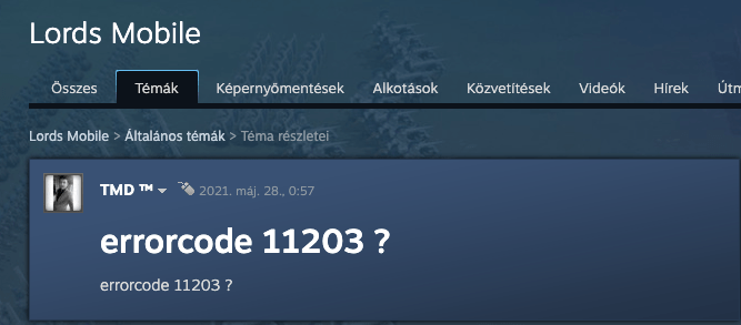 Lords Mobile Error Code 11203