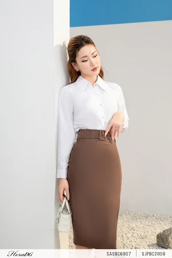 Áo sơ mi trắng dài tay nữ công sở HeraDG thiết kế cổ đức form ôm chất liệu 100% cotton poplin cao cấp thoáng mát SASBC67