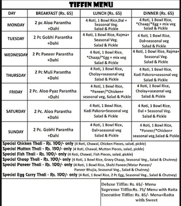 Khanna Ki Rasoi menu 