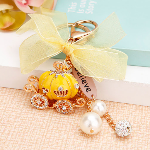 Title 2, Pumpkin Car Keychain Womens Bag Pendant. A cha...