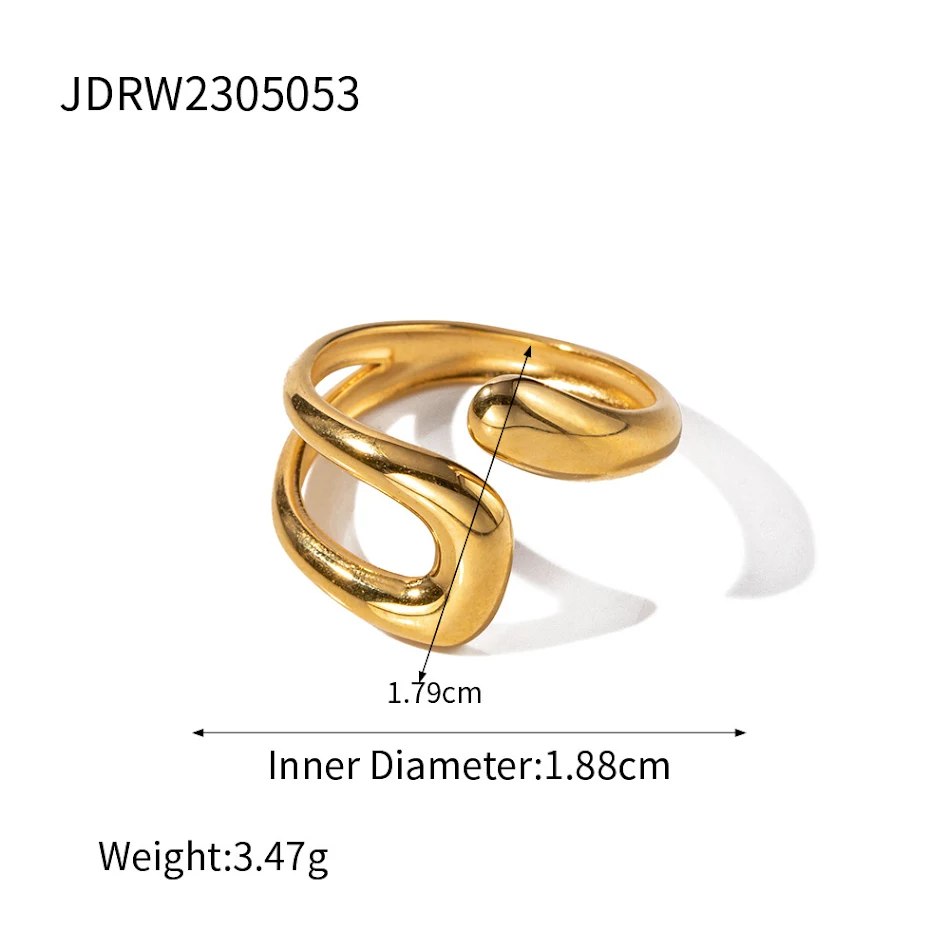 Klassieke Retro INS Stijl Roestvrijstalen Holle Ongelijke Ring, een uniek sieraad voor een stijlvolle look, perfect voor dagelijks gebruik.