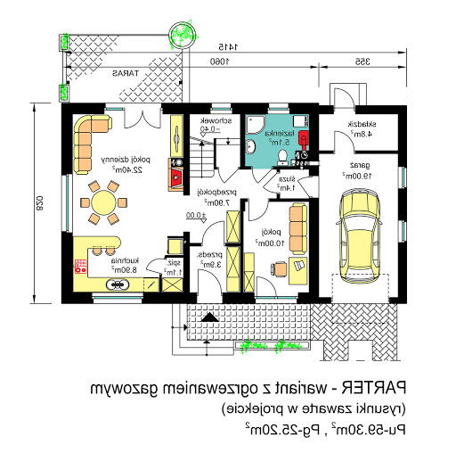 BW-03 wariant 7 - Rzut parteru - propozycja adaptacji - wariant gazowy