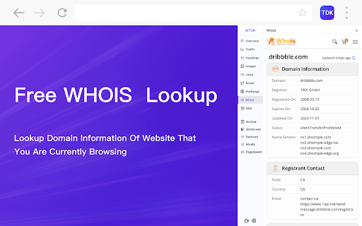 AITDK SEO Extension - Traffic, Keywords, Whois, SEO analyzer