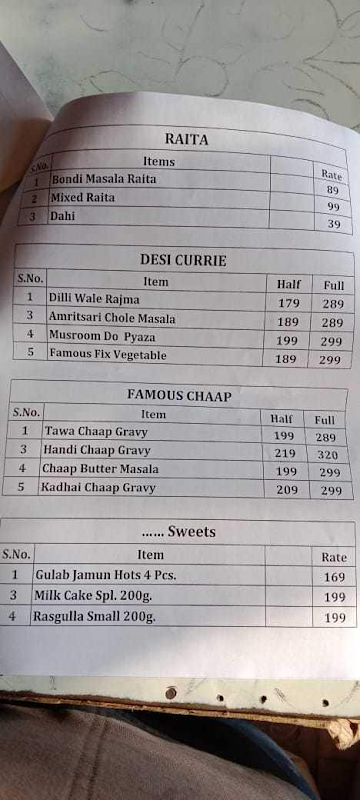 The Thali Company menu 