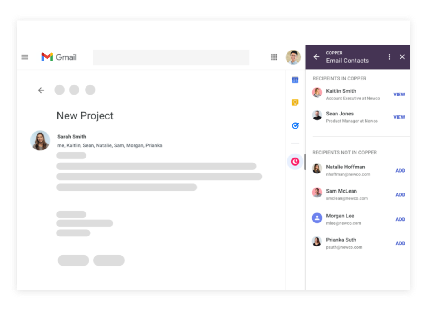 Gmail inbox interface integrated with Meet and Chat. 