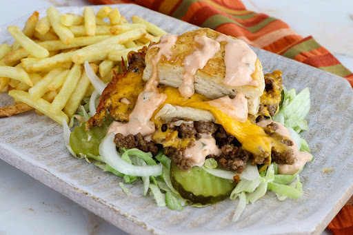 Mac Attack Cheeseburger Casserole on a plate.