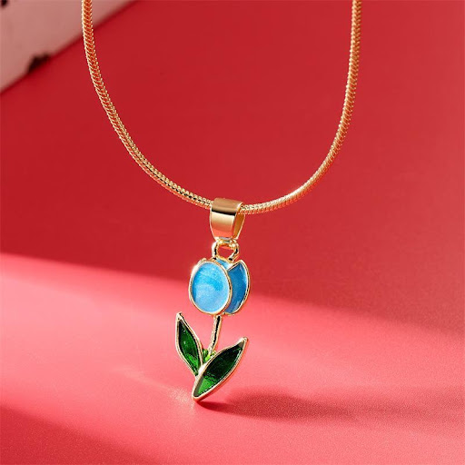 Title 15, Romantic Flower Tulip Fashion Drop Oil Necklace...