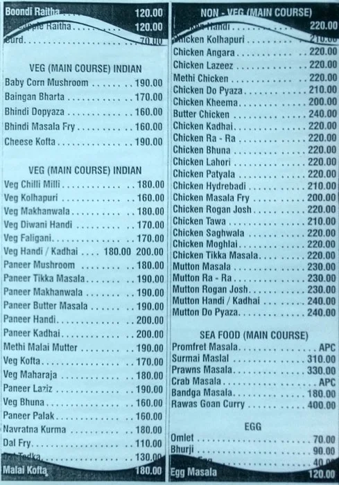 Sauces and Spices Restaurant & Bar menu 