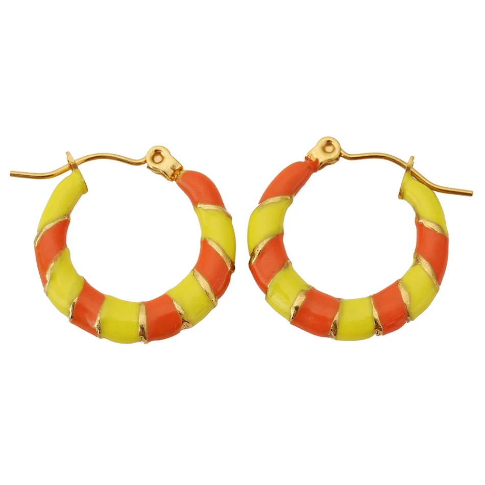 Roestvrijstalen C-vormige oorringen met druppel olie, tweekleurig. Stijlvol en duurzaam design, perfect voor dagelijks gebruik en speciale gelegenheden.