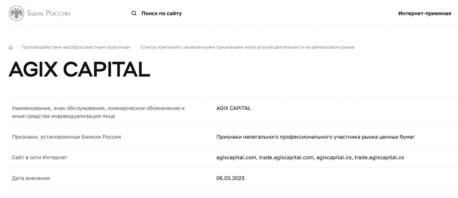 Agix Capital: отзывы экс-клиентов о работе компании в 2023 году