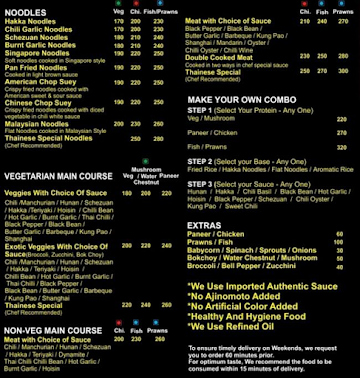 Thainese Kitchen menu 