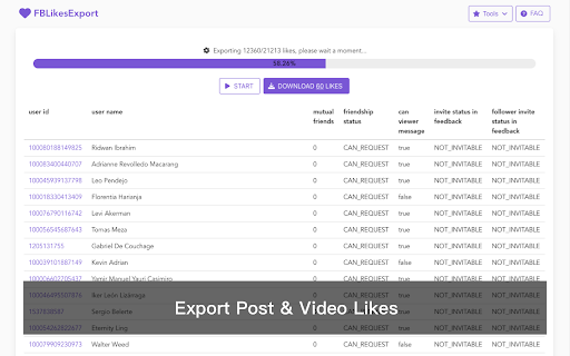 Likes Exportor for Facebook™