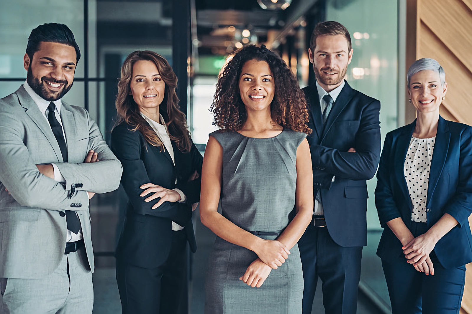 Professional people standing as a group