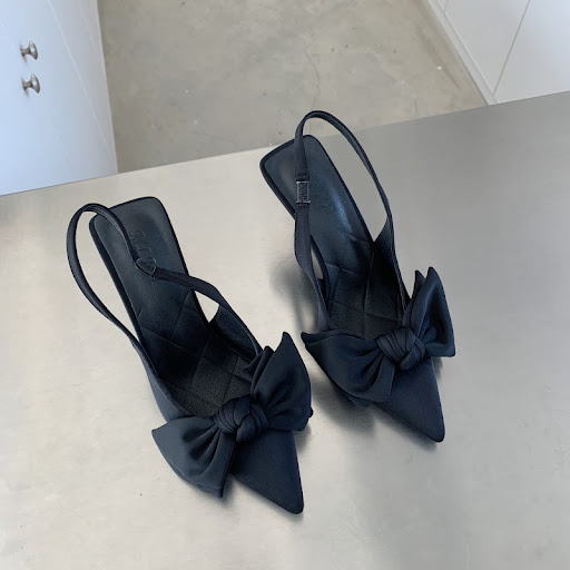 Title 19, Pointed Toe Bow Stiletto Microfiber Heels perfe...