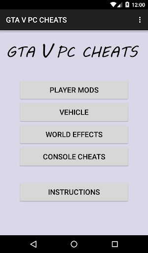 Cheats for GTA V PC