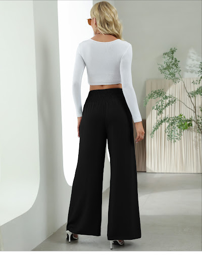 Title 7, Womens Fashion Straight Wide Leg Pants Elastic...