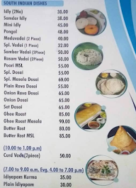 Udipi Hotel Venkateswara menu 2