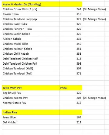 Coolhad Katta Cafe menu 