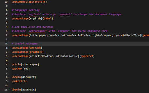 Relative Line Numbering for Overleaf