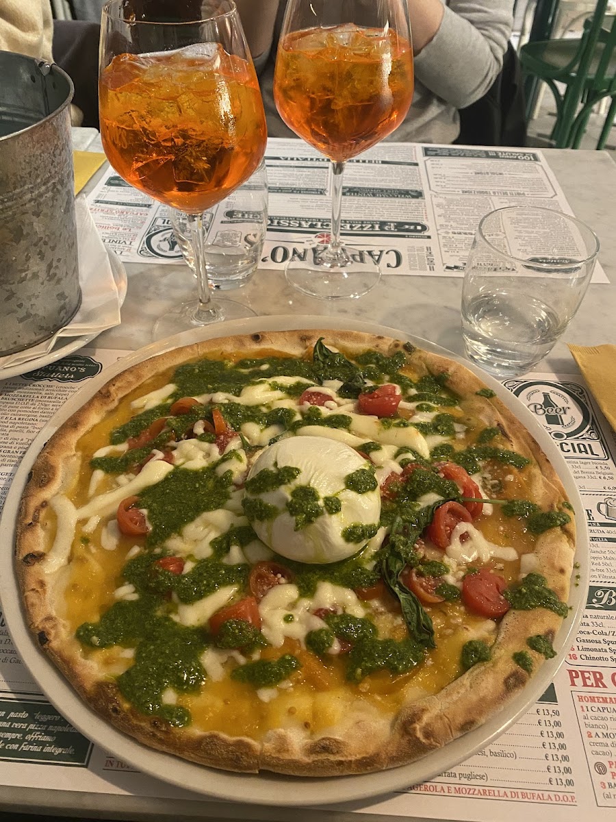 Burrata GF Pizza with Capuano’s Spritz