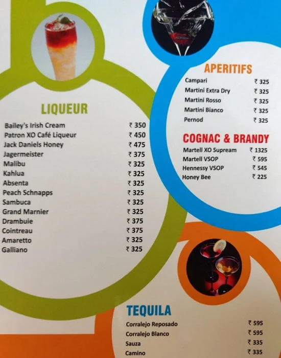 Uber Lounge menu 