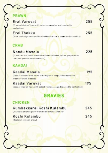 Kumbakkarai menu 