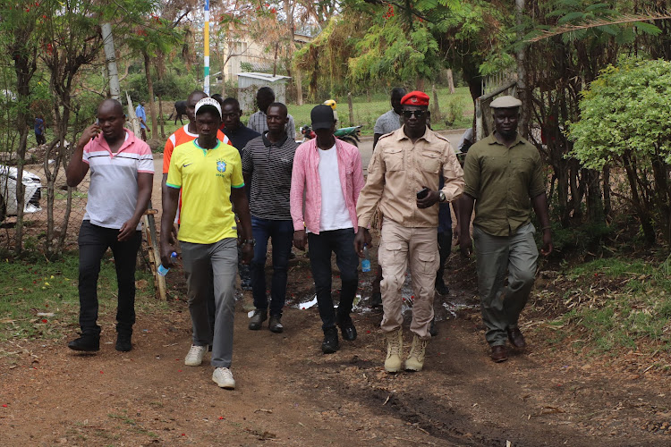 Some of the youths led by Shem Odoyo, Kevin Ouma and Dancun Oduya in Homa Bay town on March 17,2023